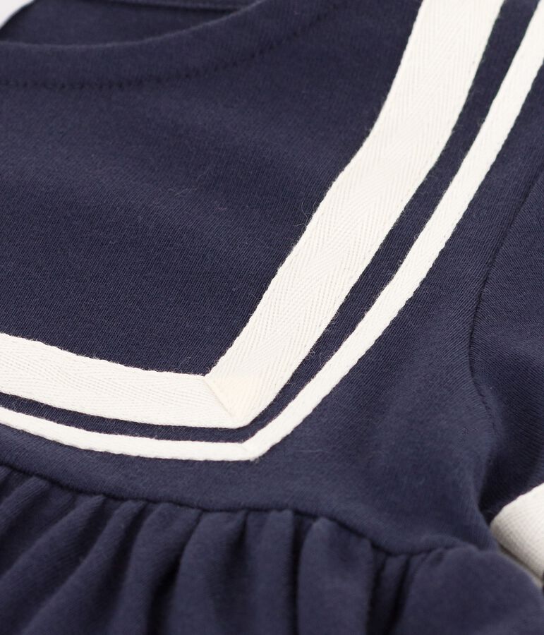 Abito a maniche corte in cotone bio bambina blu SMOKING