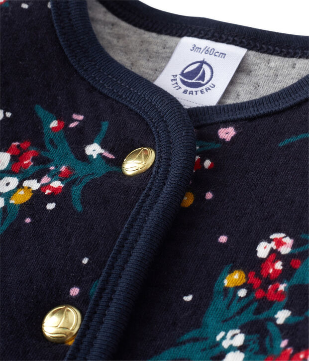 Cardigan per beb&eacute; femmina in tubique stampato blu/multicolore