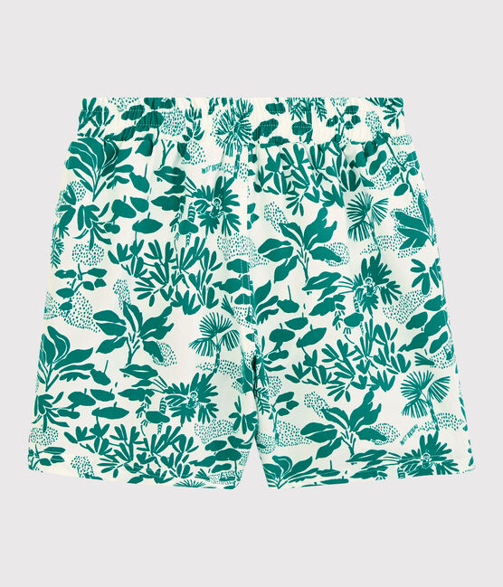 Shorts da mare riciclati con stampa bambino bianco MARSHMALLOW/verde GAZON