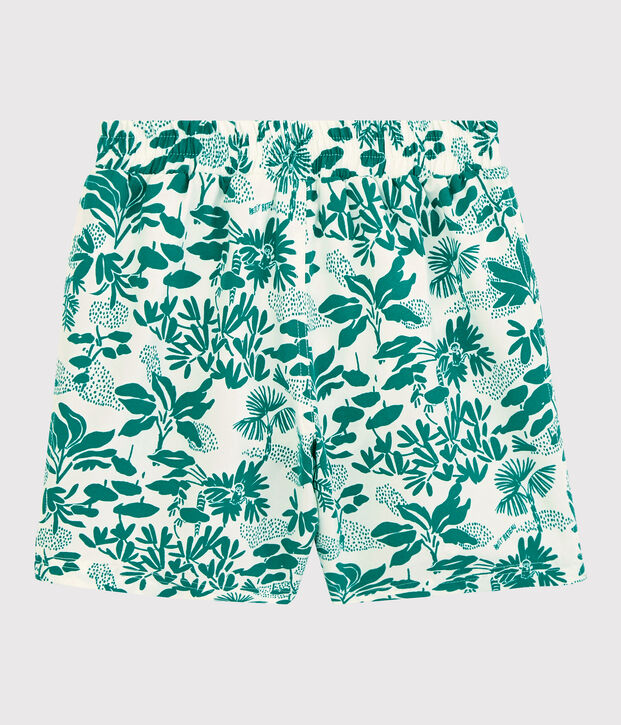 Shorts da mare riciclati con stampa bambino bianco/verde
