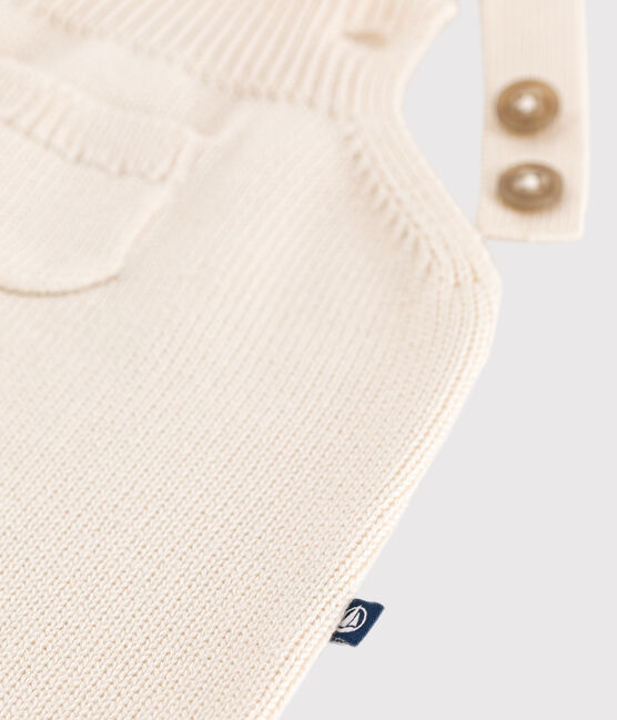 Salopette in maglia di lana e cotone neonato ecru AVALANCHE