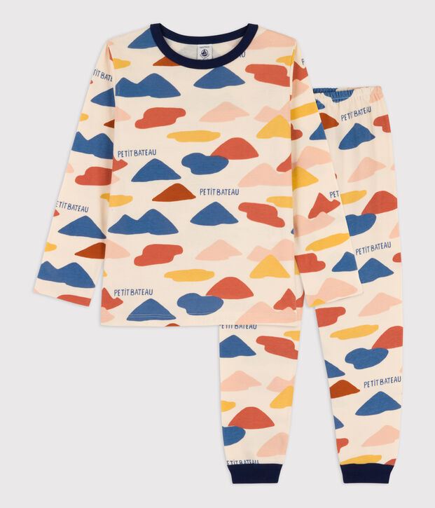 Pigiama bambina / bambino in cotone ecru/multicolore