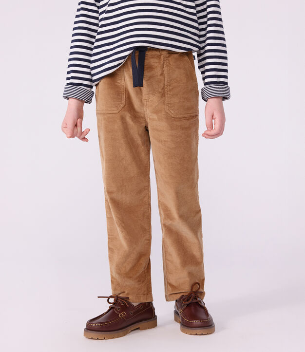 Pantaloni dritti in velluto bambino LATTE