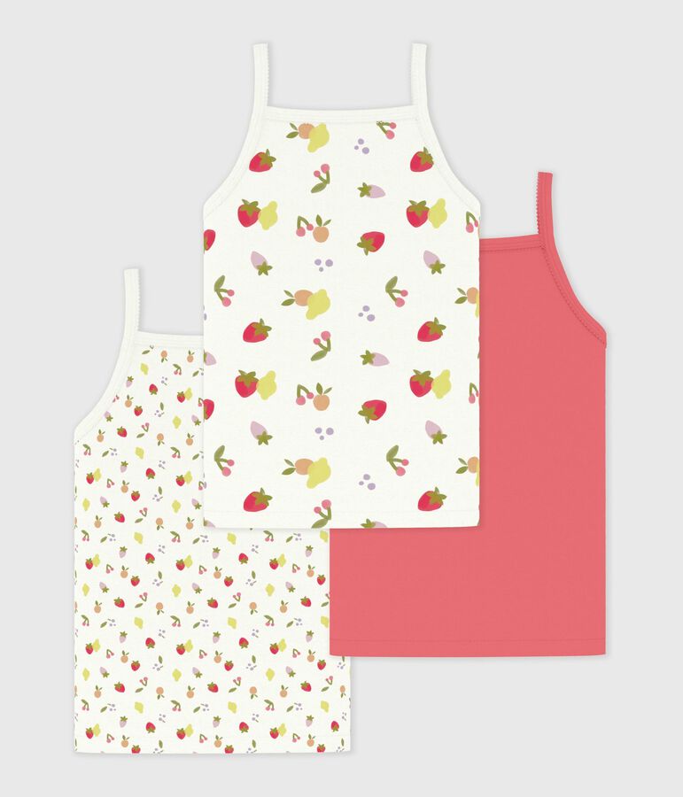 Set di canotte bambina in cotone con frutti stampati multicolore