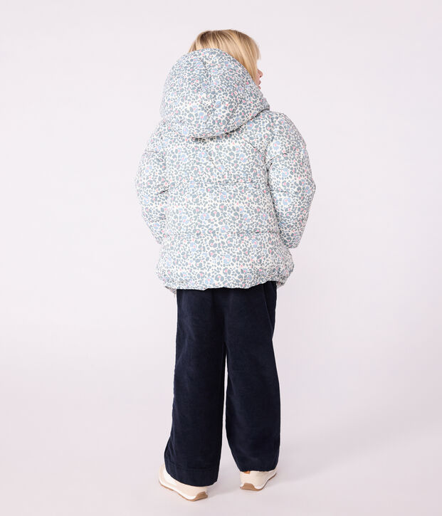 Piumino con stampa bambina ecru/multicolore