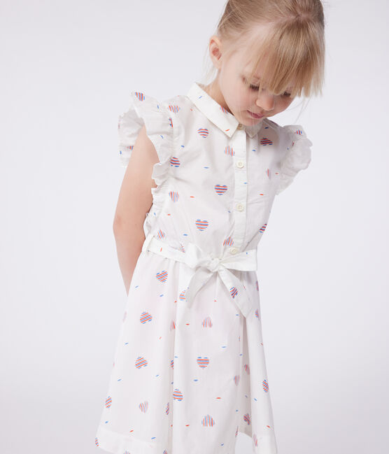 Abito senza maniche in cotone a cuori bambina bianco AVALANCHE/ MULTICO