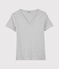 T-shirt scollo a V iconica in cotone Donna grigio BELUGA CHINE