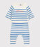Completo 2 pezzi marinière bebè in maglia di lana e cotone bianco MARSHMALLOW/blu ALASKA