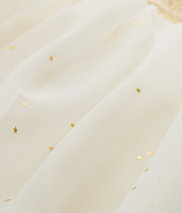 Gonna per bambina in tulle stellata bianco/giallo