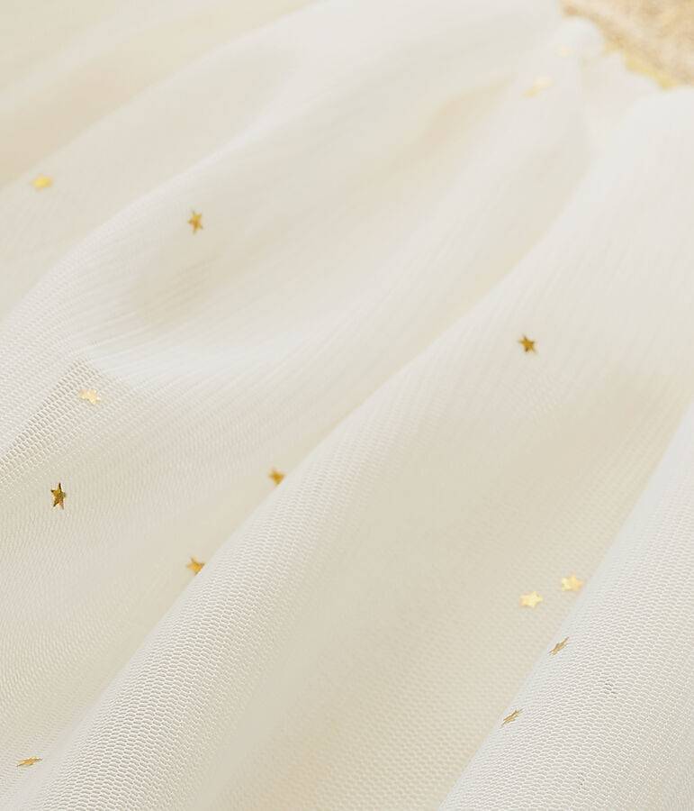Gonna per bambina in tulle stellata bianco/giallo