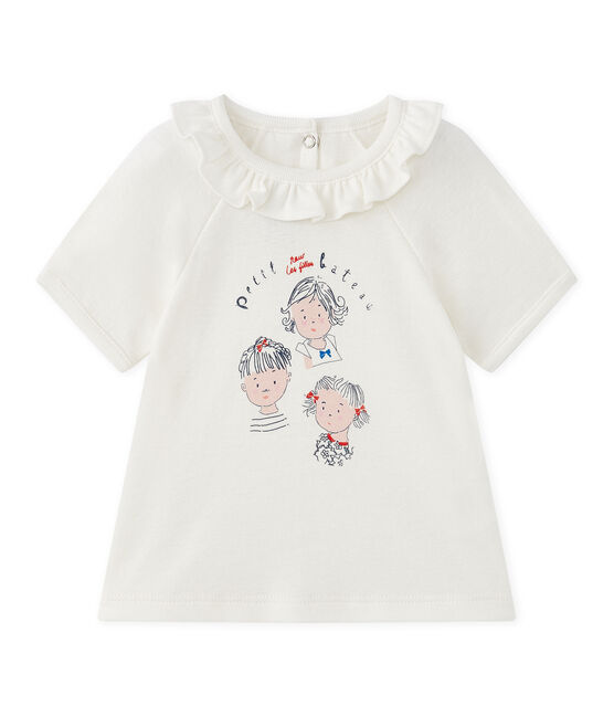 T-shirt bebé bambina maniche corte bianco MARSHMALLOW/blu SMOKING