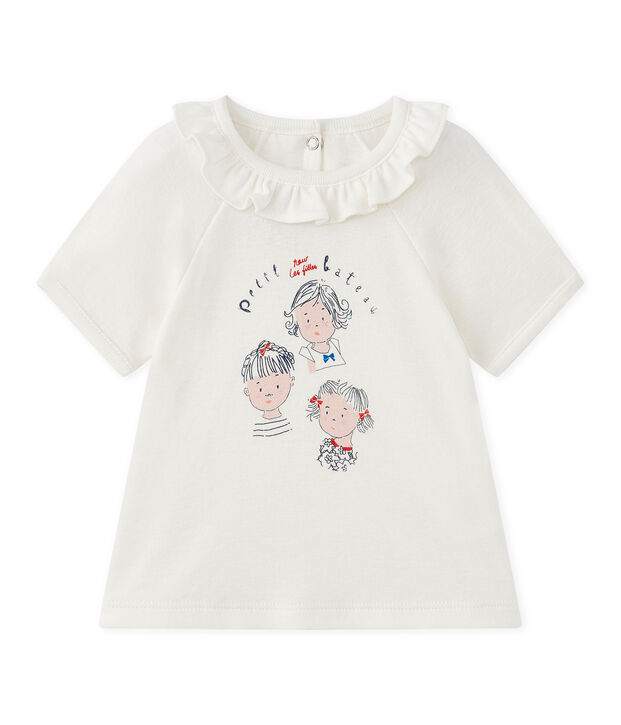 T-shirt beb&eacute; bambina maniche corte bianco/blu
