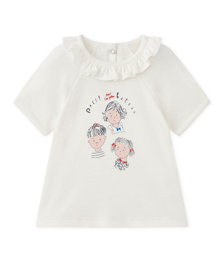 T-shirt beb&eacute; bambina maniche corte bianco/blu
