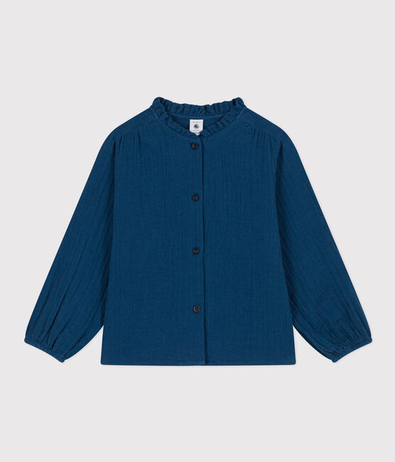 Blusa in garza di cotone bambina blu INCOGNITO