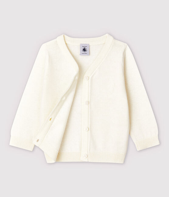 Cardigan in tricot jersey cotone/lino bebè maschio bianco MARSHMALLOW