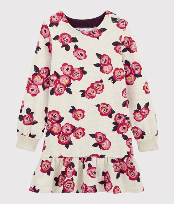 Abito maniche lunghe bambina beige MONTELIMAR/bianco MULTICO