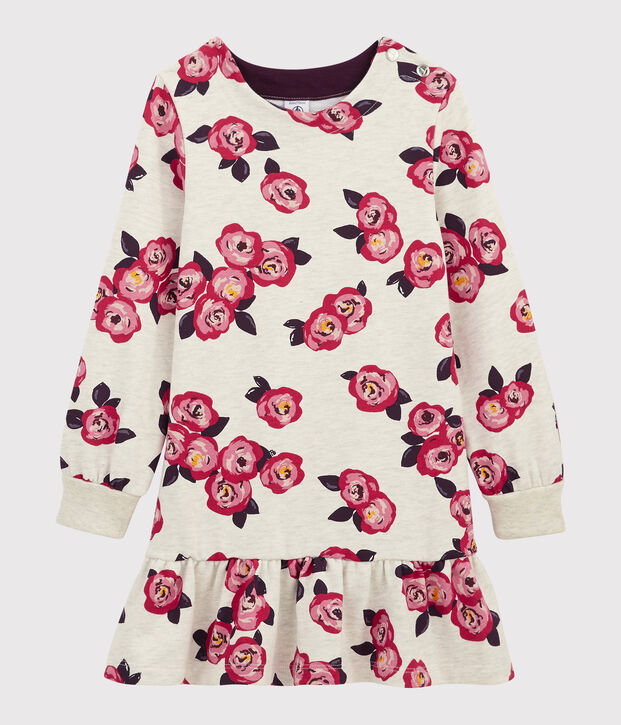 Abito maniche lunghe bambina beige/multicolore