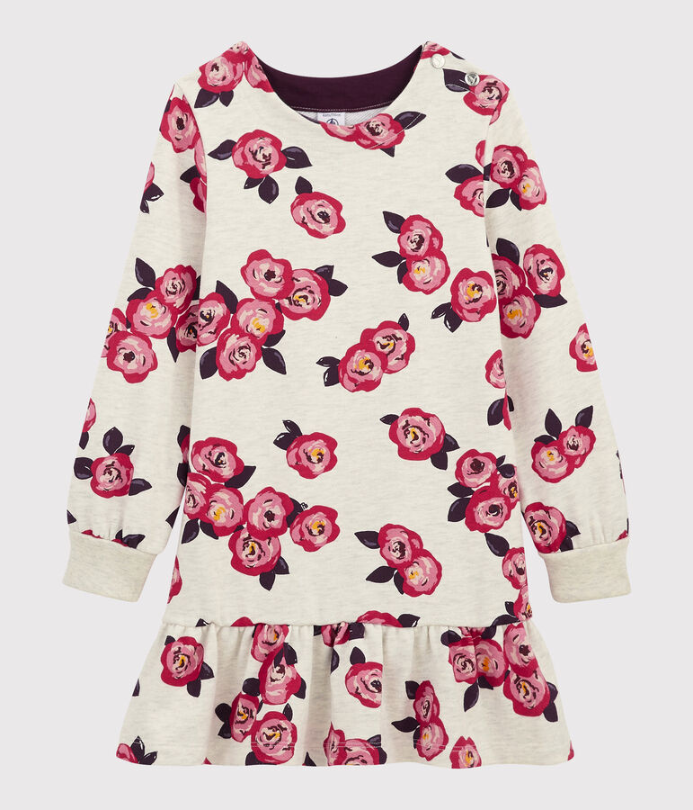 Abito maniche lunghe bambina beige/multicolore