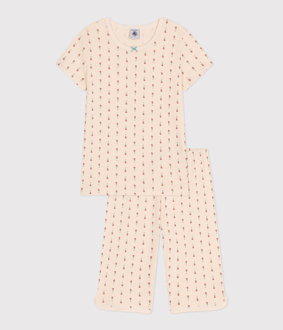 Pigiama Capri bambino fantasia fiori in cotone bianco AVALANCHE/ MULTICO