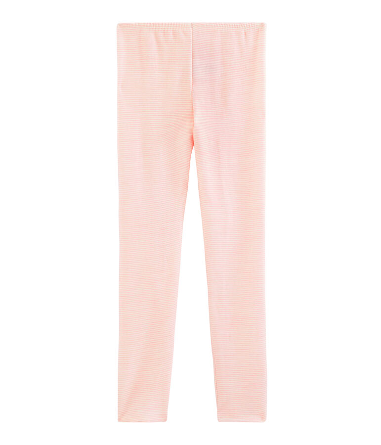 Leggings bambino in lana e cotone rosa CHARME/bianco MARSHMALLOW