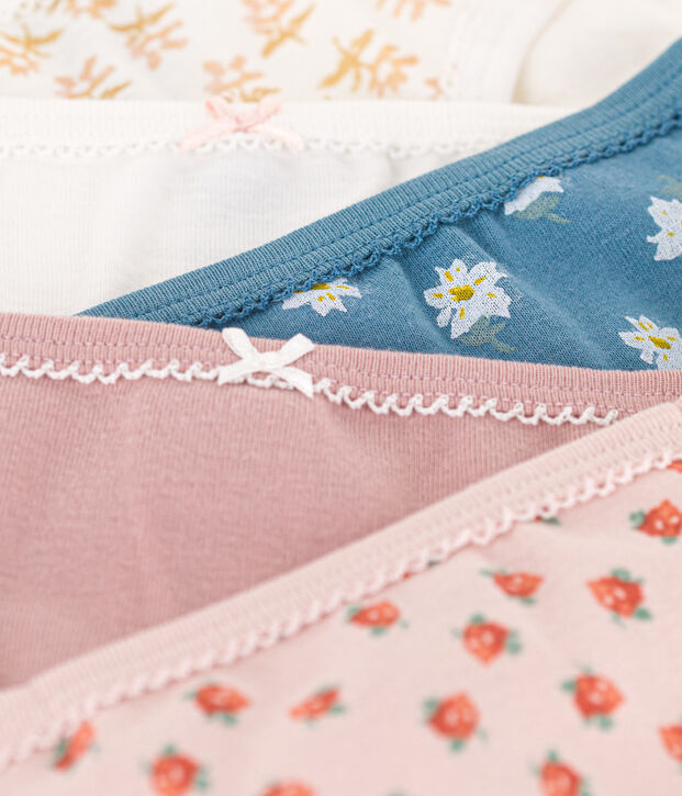 Confezione da 5 slip in cotone bambina motivo fiore multicolore