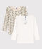 Confezione da 2 t-shirt manica lunga a fiori bambina in cotone variante 2