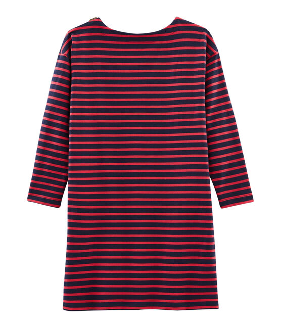 Abito maniche lunghe donna blu SMOKING/rosso SIGNAL