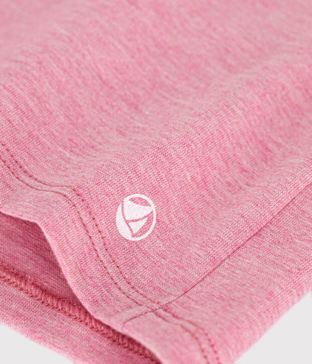 T-shirt bambina a costine a maniche lunghe rosa