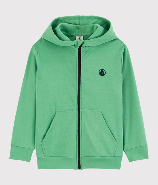 Felpa con zip e cappuccio in cotone bambino verde ALOEVERA