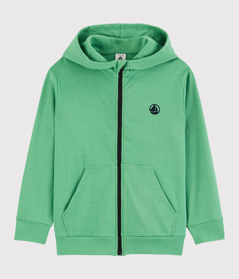 Felpa con zip e cappuccio in cotone bambino verde