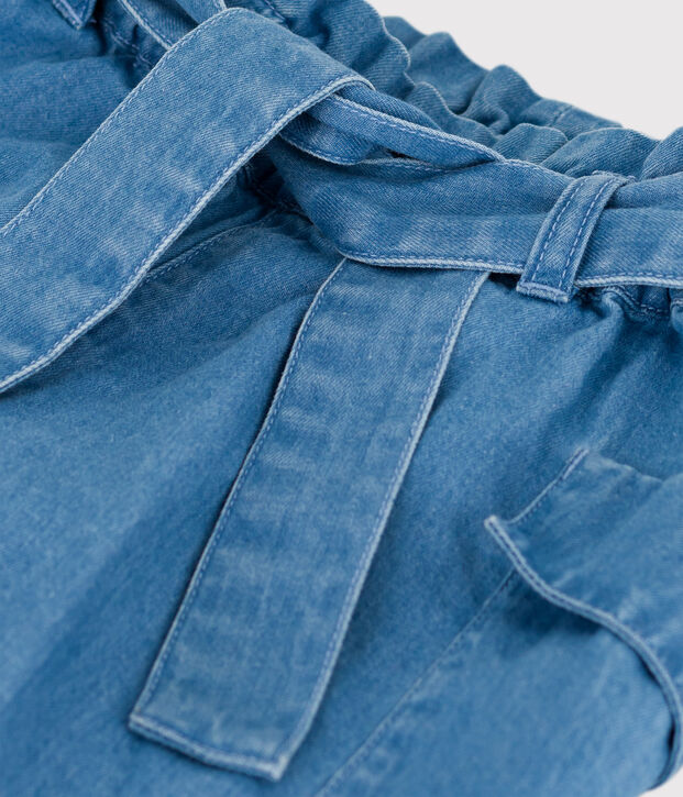 Short in denim bio bambina blu