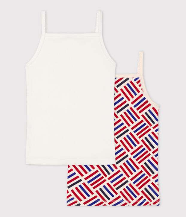 Confezione da 2 canottiere con spalline bambina cotone multicolore