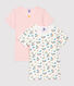 Confezione da 2 t-shirt bambina a maniche corte a fiori in cotone biologico