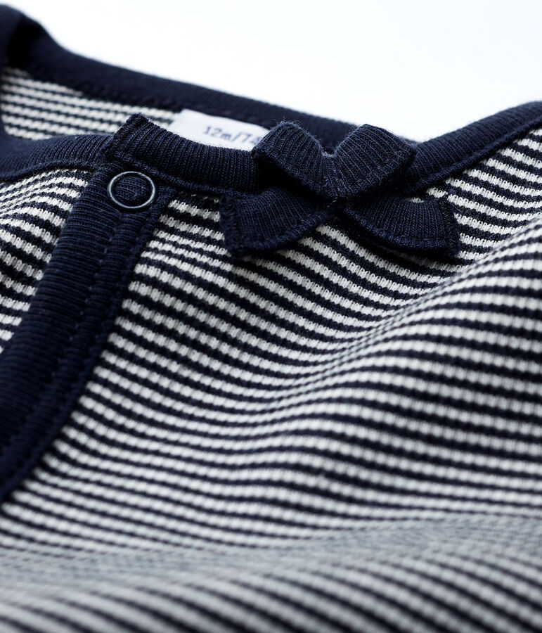 Cardigan millerighe a costina 2x2 beb&egrave; femmina blu/bianco