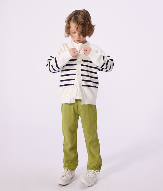 Cardigan in cotone a righe bambino blu MILK/ SOIR