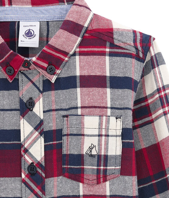 Camicia a quadri per bambino in twill blu SMOKING/rosso TERKUIT/ OGRE