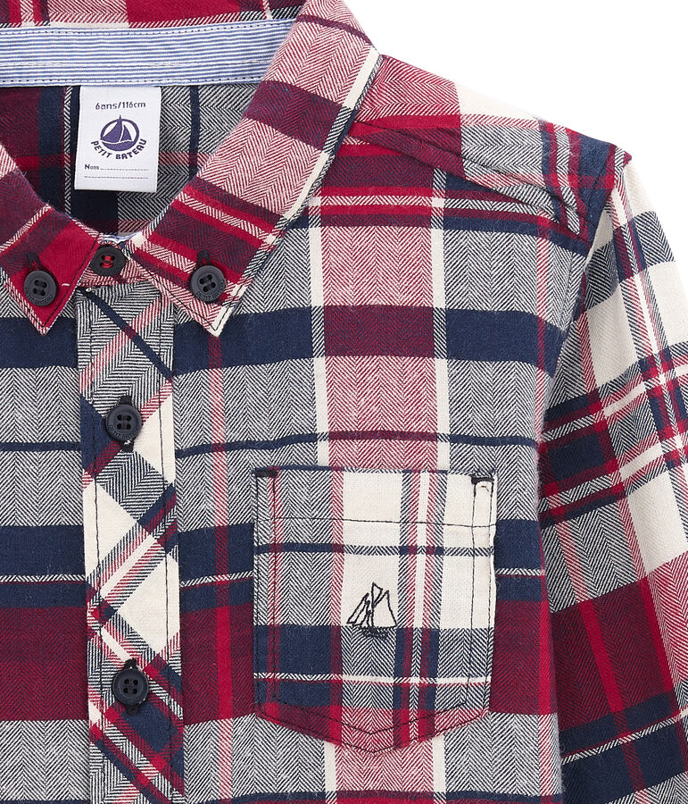 Camicia a quadri per bambino in twill blu/rosso/rosso