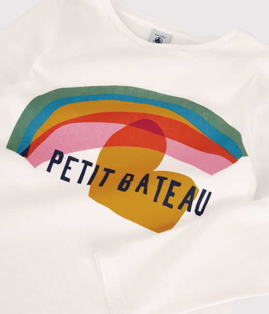 T-shirt bambina a maniche lunghe in cotone bianco MARSHMALLOW