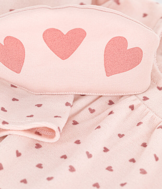 Camicia da notte e coroncina a cuori in ciniglia bambino rosa/rosa