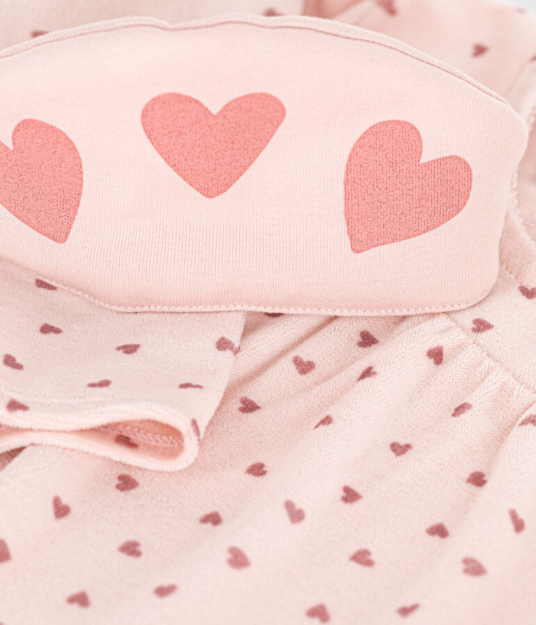 Camicia da notte e coroncina a cuori in ciniglia bambino rosa/rosa