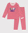 Pigiama a righe in velluto bambino  rosso AURORA/ MARSHMALLOW
