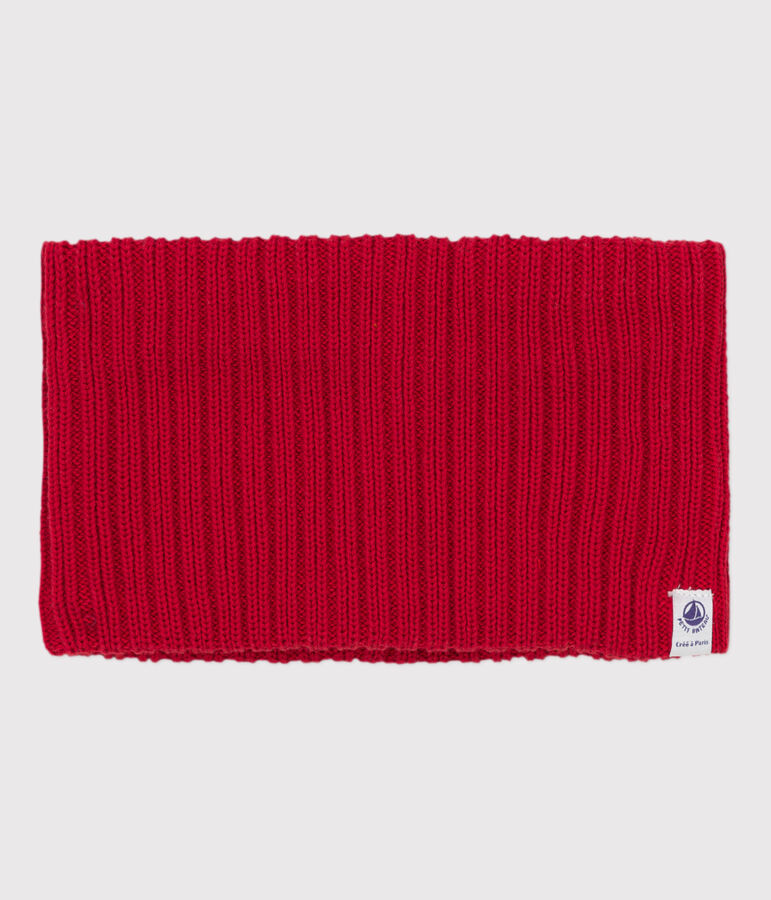 Snood in maglia beb&egrave; foderato in pile riciclato rosso