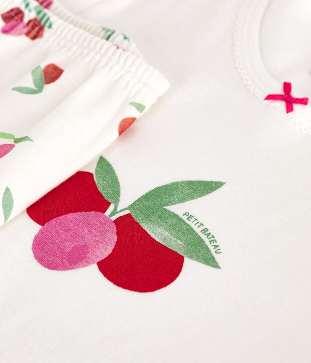 Pigiama corto in cotone con stampa di frutti bambino bianco/multicolore