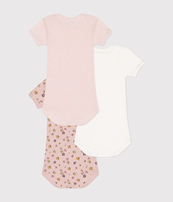 Set di 3 body a maniche corte in cotone a fiori neonato variante 1
