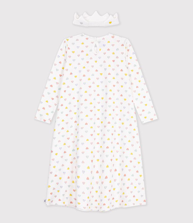 Camicia da notte travestimento da principessa con coroncina in cotone bambina bianco/multicolore