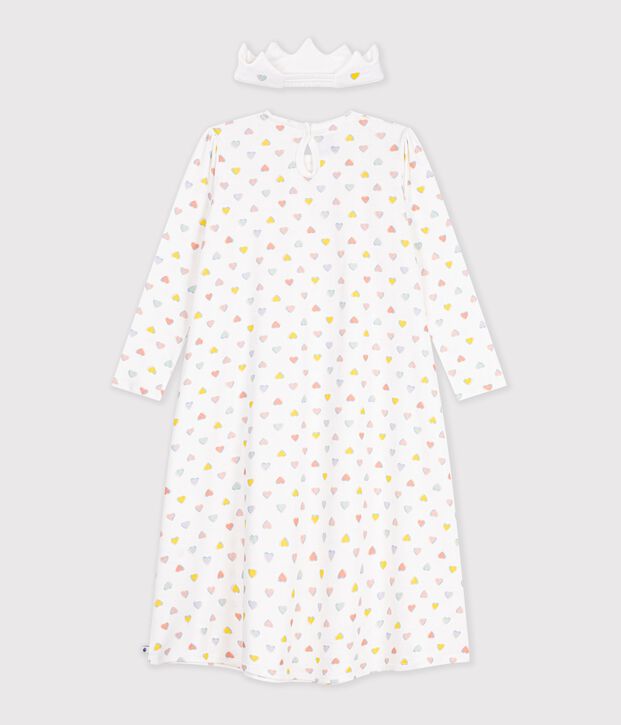 Camicia da notte travestimento da principessa con coroncina in cotone bambina bianco/multicolore