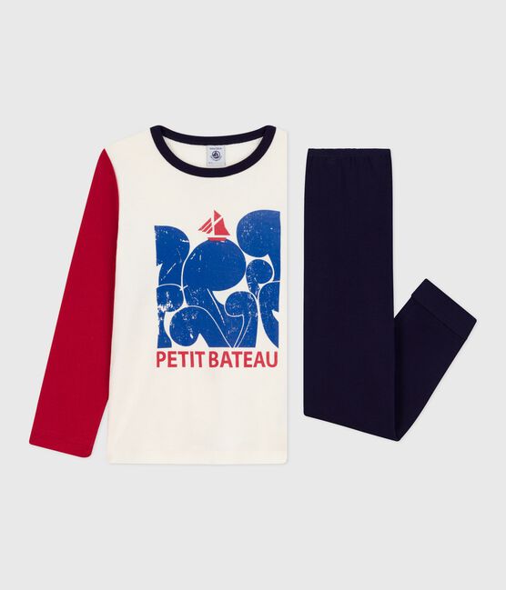 Pigiama bambino in cotone bicolore blu SOIR/ MULTICO