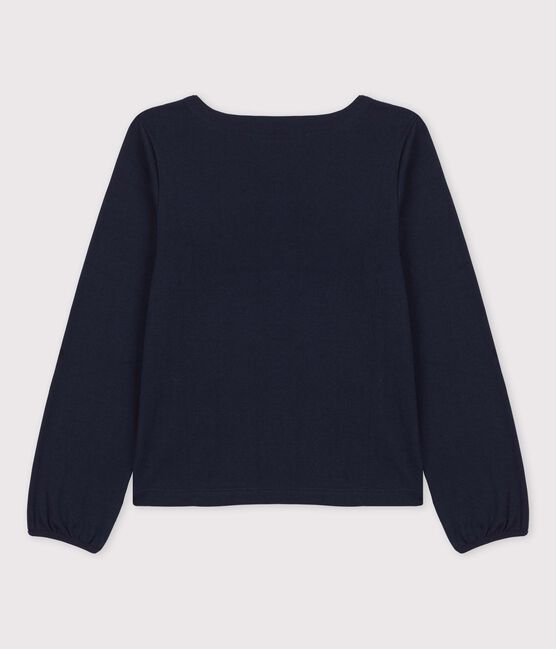 T-shirt bambina a maniche lunghe in cotone blu SMOKING