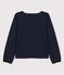 T-shirt bambina a maniche lunghe in cotone blu SMOKING
