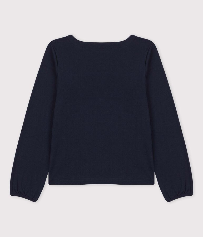 T-shirt bambina a maniche lunghe in cotone blu SMOKING